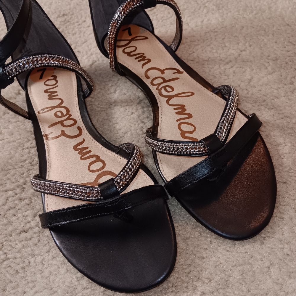 Sam Edelman Renee Black & Silver Sandals 7M NEW